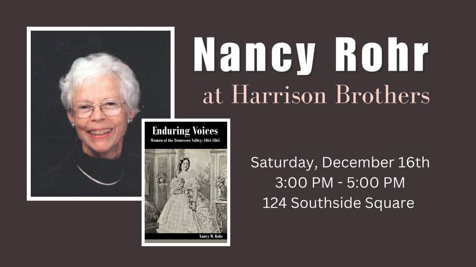 Nancy Rohr at Harrison Brothers! - Book Signing Event, Harrison ...