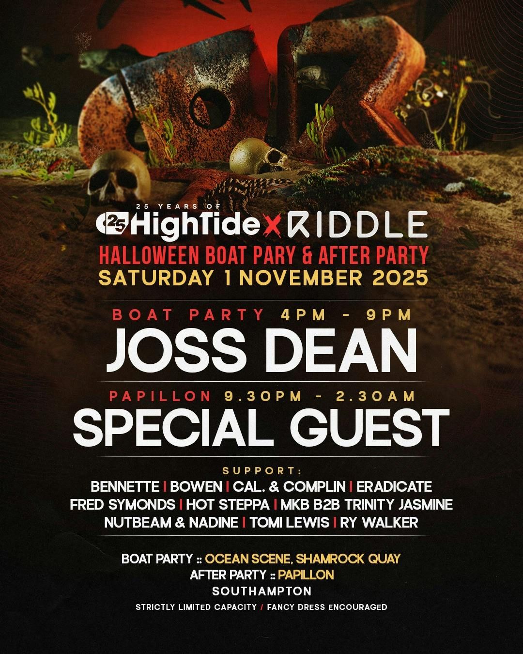 High Tide &amp; Riddle Halloween Boat Party &amp; After Party, 1 November | Event in Southampton | AllEvents