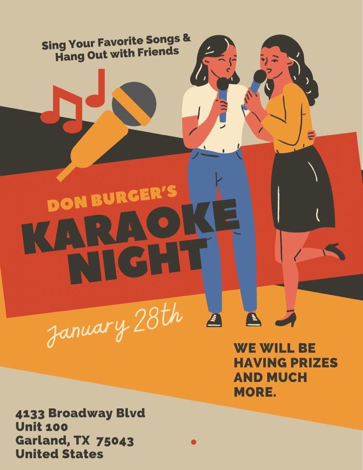 KARAOKE NIGHT Don Burger Garland January 28 2023 AllEvents in karaoke-night-don-burger-garland-january-28-2023-allevents-in