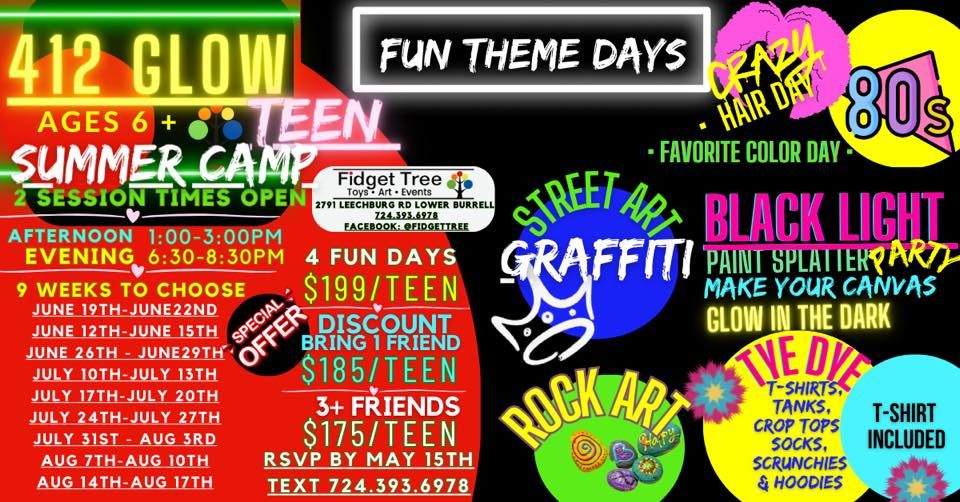 412 Sensory GLOW Zone TEEN Camp. 11+ Outdoor Games. Crafts. Scavenger