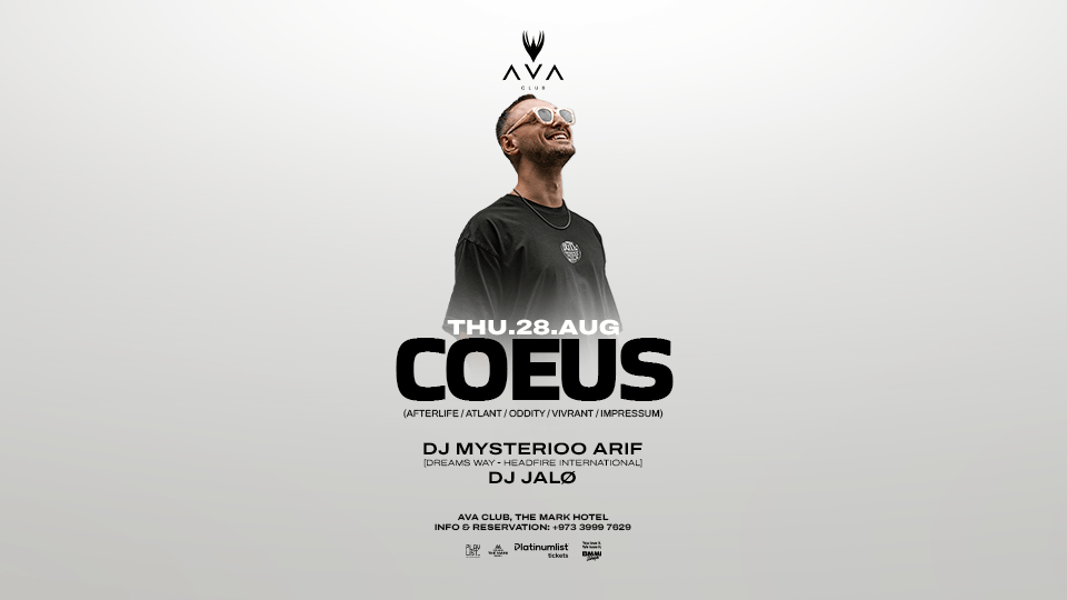Coeus (Afterlife - Oddity - Atlant) live in Bahrain, 28 August | Event in Manama | AllEvents