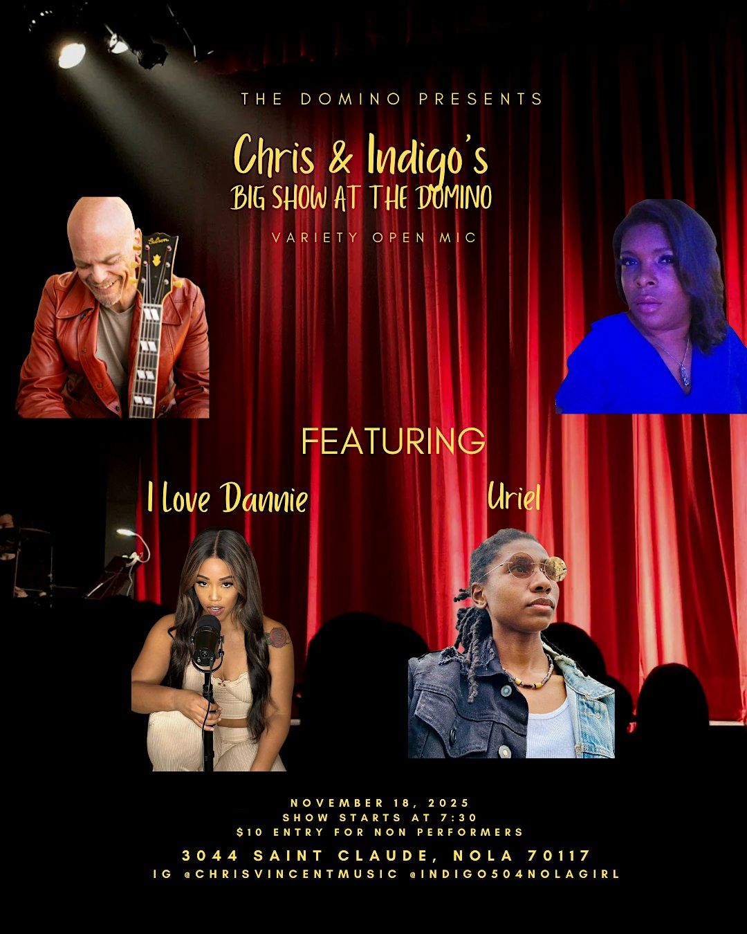 Chris and Indigo’s Big Show at the Domino, 18 November | Event in New Orleans | AllEvents