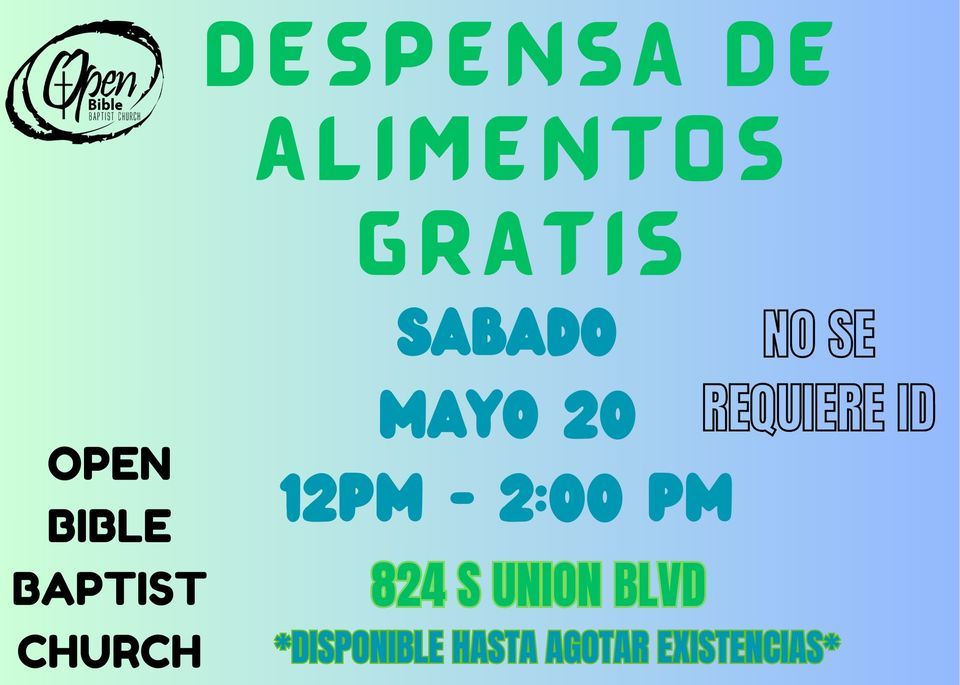 DESPENSA DE ALIMENTOS GRATIS, Open Bible Baptist Church, Colorado
