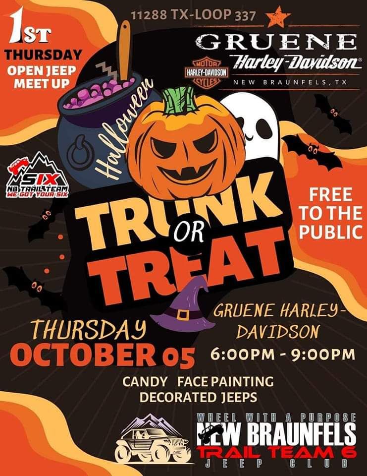 NBTT6 TRUNK OR TREAT OPEN JEEP MEET, Gruene HarleyDavidson (1288 Loop