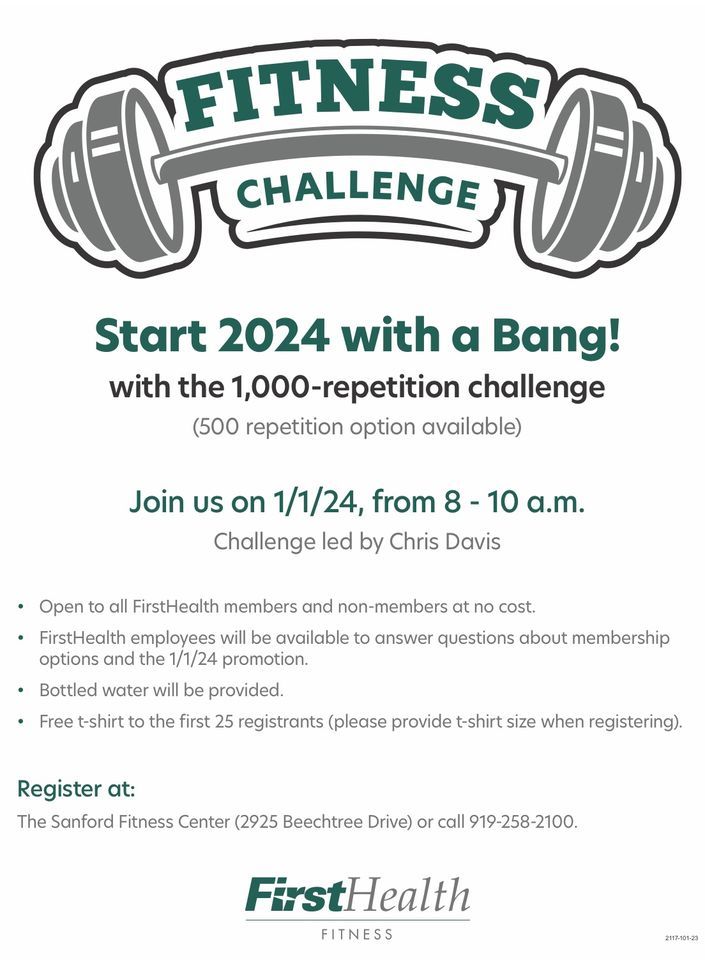 New Year Challenge, FirstHealth Fitness Sanford, January 1 2024