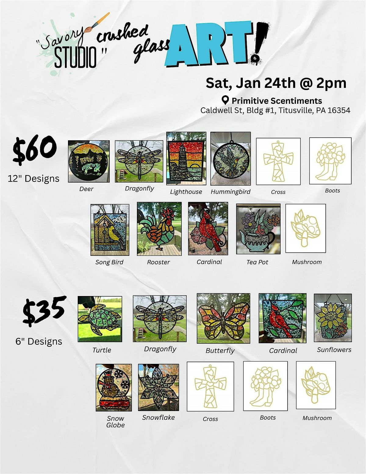 Crushed Glass Art @ Primitive Scentiments (Jan 24th)