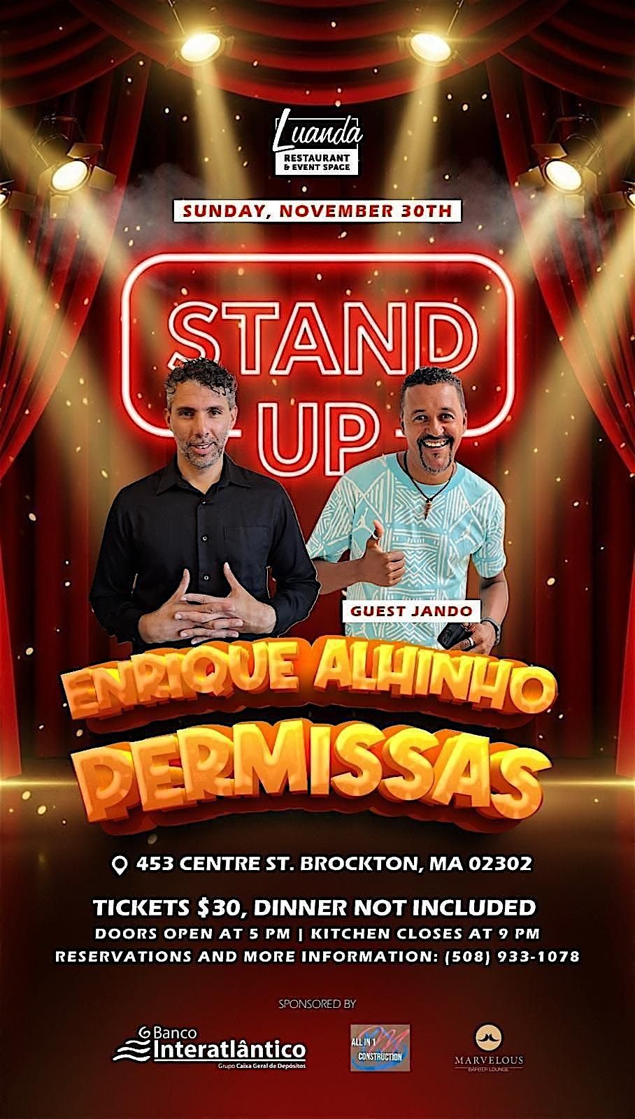 Sunday Stand Up Comedy Show w/Enrique Alhinho @ Luanda Restaurant | Event in Brockton | AllEvents