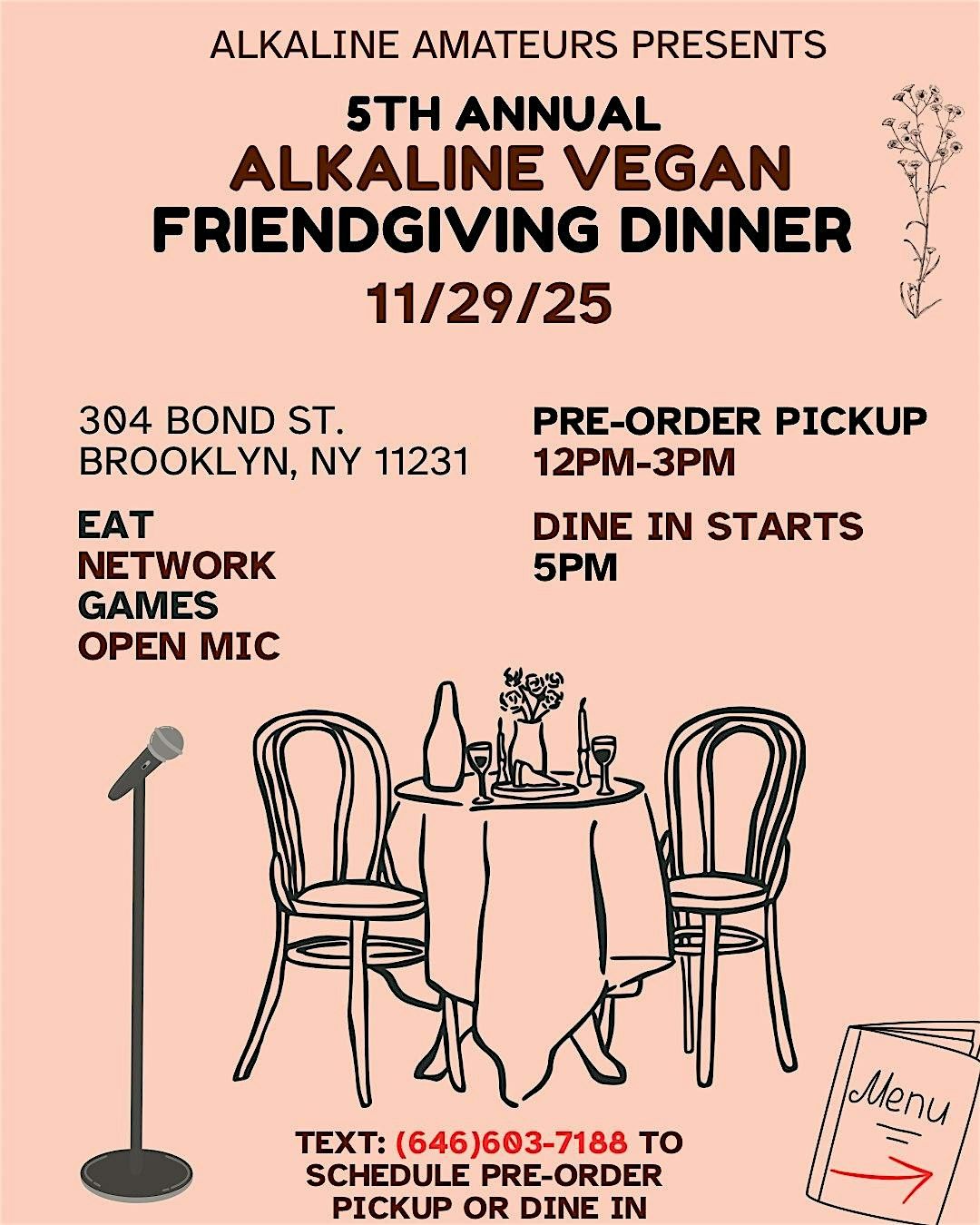 ALKALINE VEGAN FRIENDSGIVING DINNER & OPEN MIC, 29 November | Event in Brooklyn | AllEvents