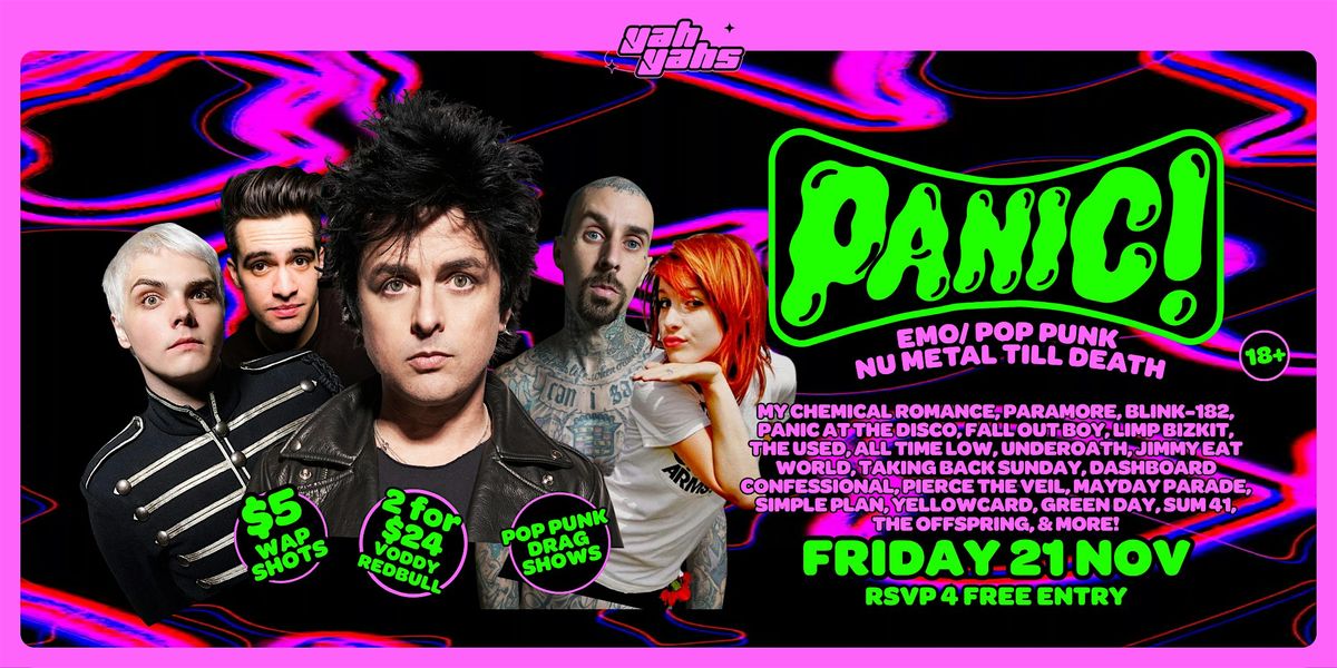 PANIC! Emo/Pop-punk Party FRI NOV 21 | Event in Fitzroy | AllEvents