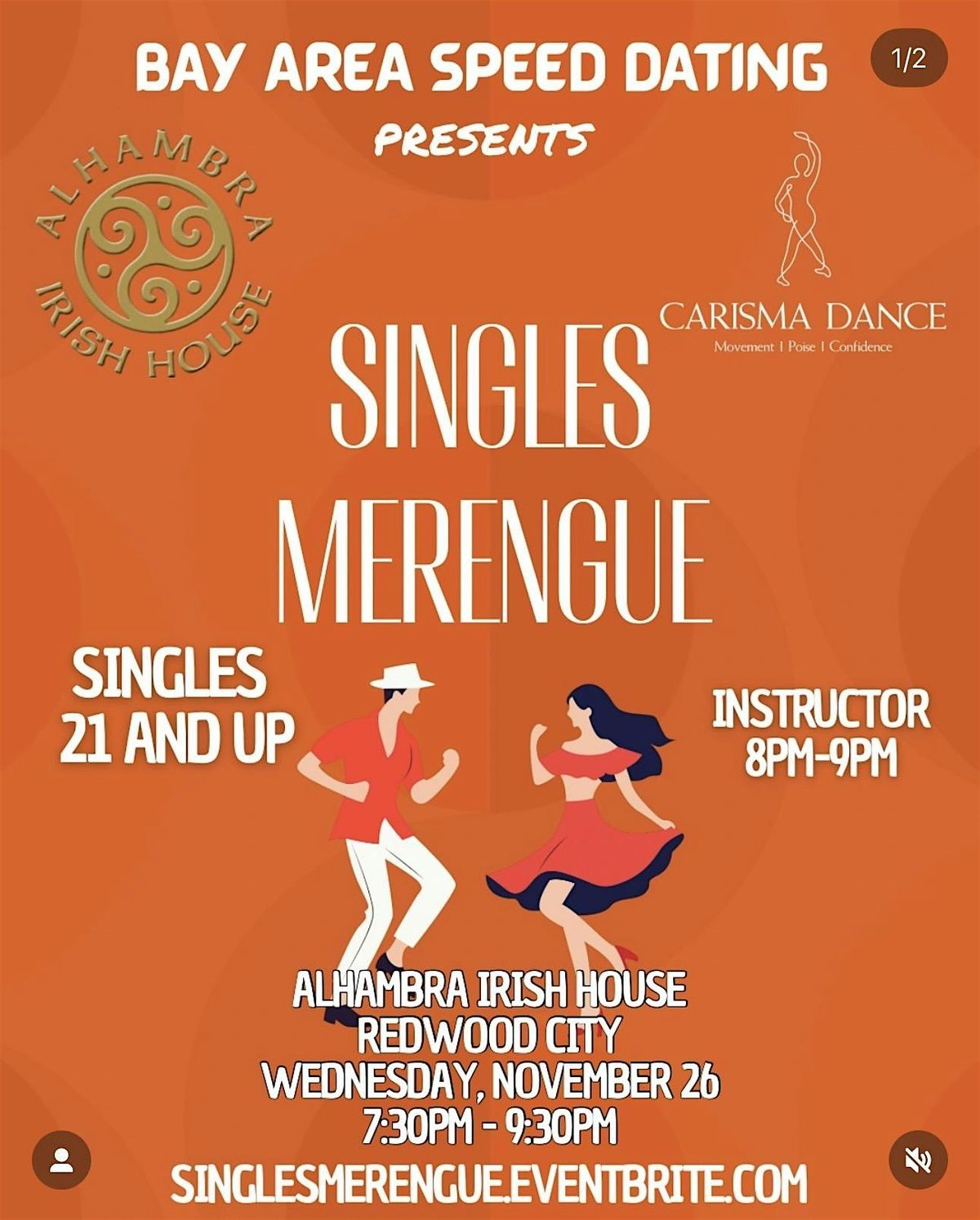 SINGLES MERENGUE lesson., 28 January | Event in Redwood City | AllEvents
