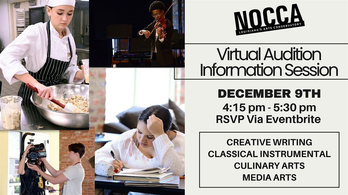 2026 - 27  NOCCA VIRTUAL Information Session in CREATIVE WRITING, 9 December | Event in New Orleans | AllEvents
