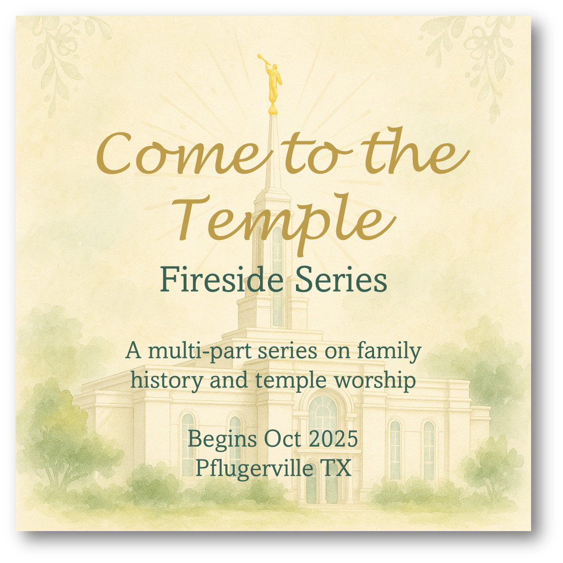 Come to the Temple Fireside Series, 19 October | Event in Pflugerville | AllEvents