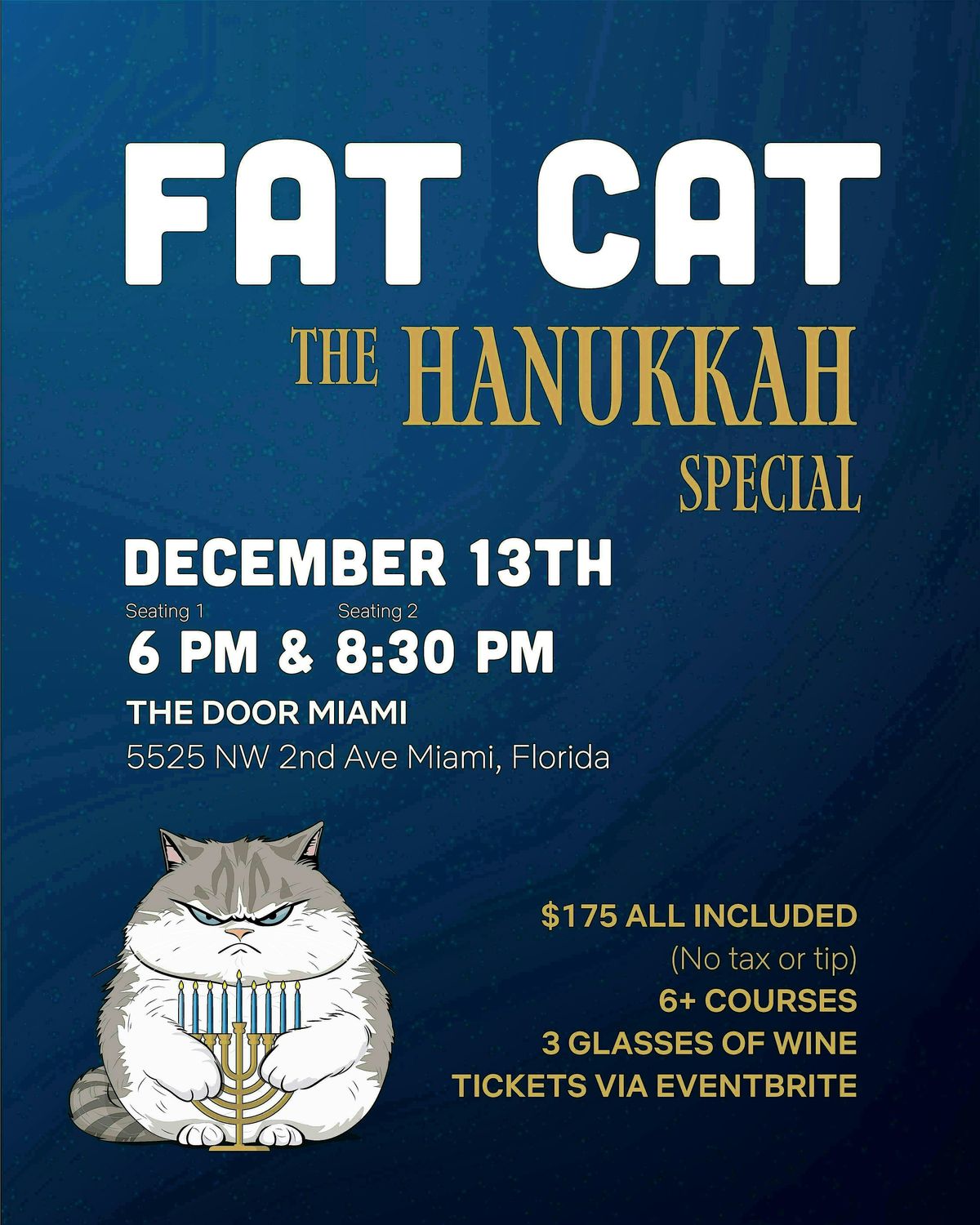 FAT CAT - The Hanukkah Special, 13 December | Event in Miami | AllEvents