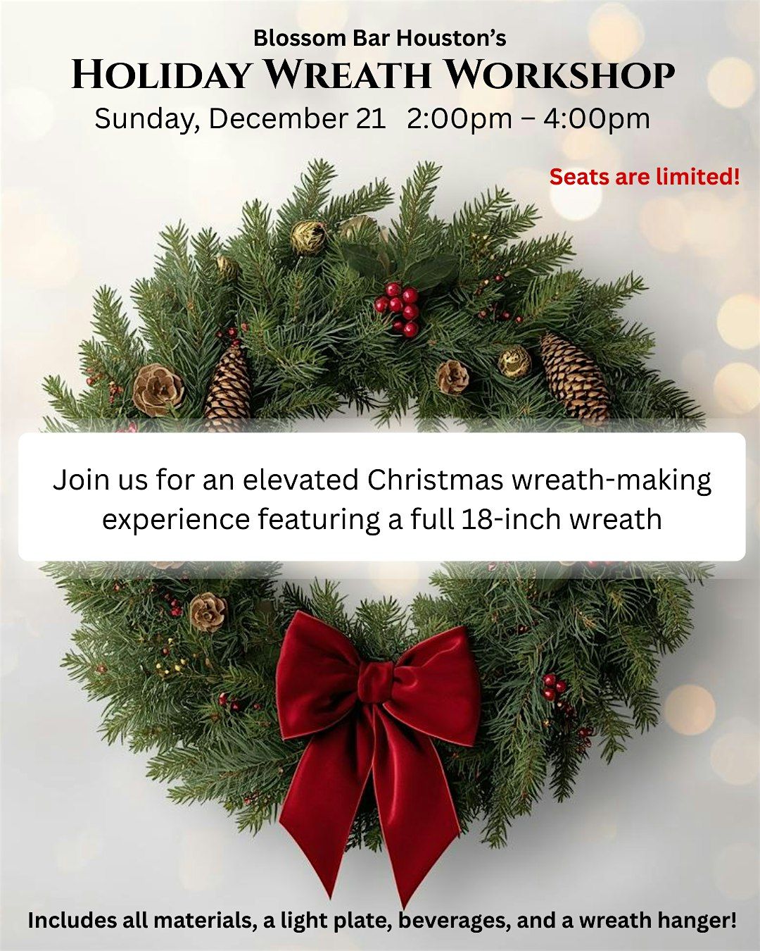 Holiday Wreath Workshop, 21 December | Event in Houston | AllEvents