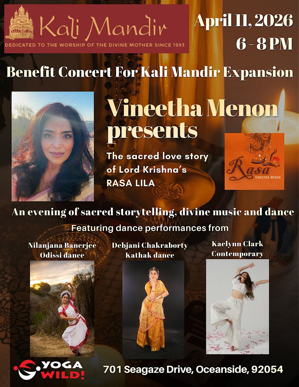 Kali Mandir Benefit Concert - Vineetha Menons RASA, Yoga Wild ...