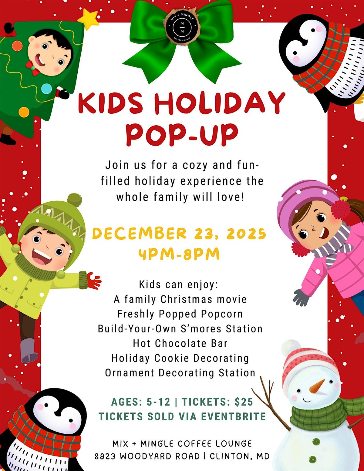 Kids Holiday Movie & Treats Party at Mix + Mingle!, 23 December | Event in Clinton | AllEvents