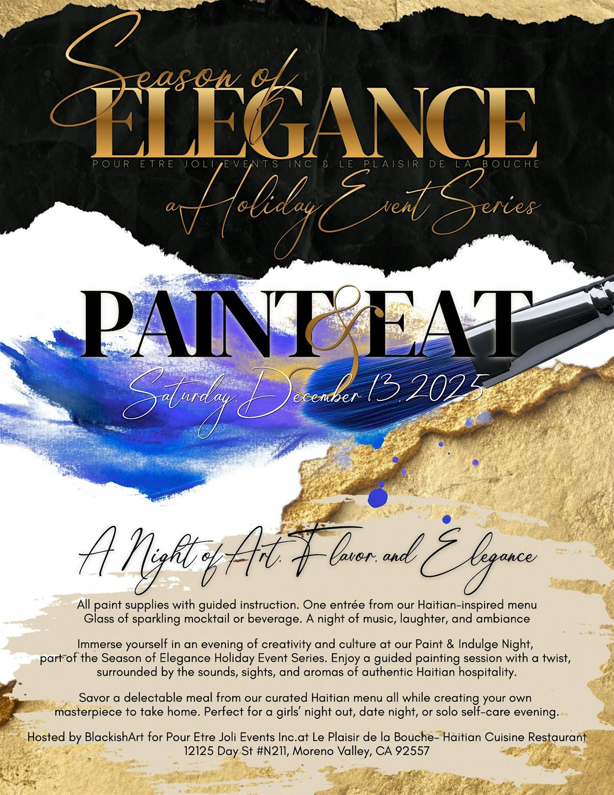 Season of Elegance-A Paint & Eat Experience, 13 December | Event in Moreno Valley | AllEvents