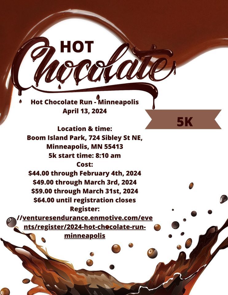 Hot Chocolate 5K, Boom Island Park, Minneapolis, April 13 2024