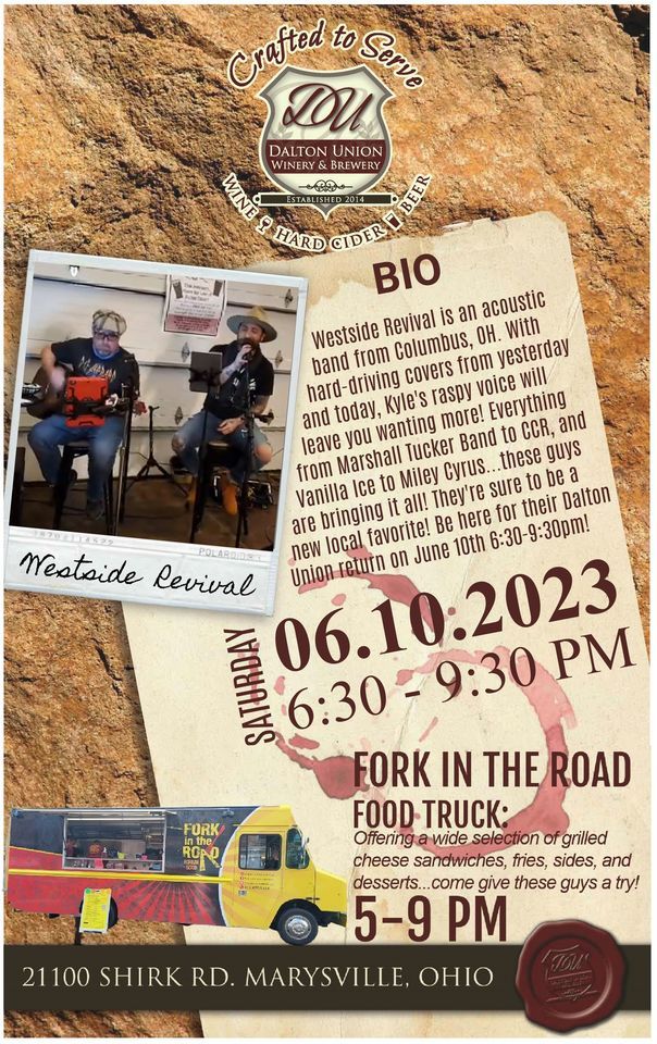 LIVE at DU Westside Revival w/ Fork In The Road Food Truck!, Dalton Union Winery & Brewery