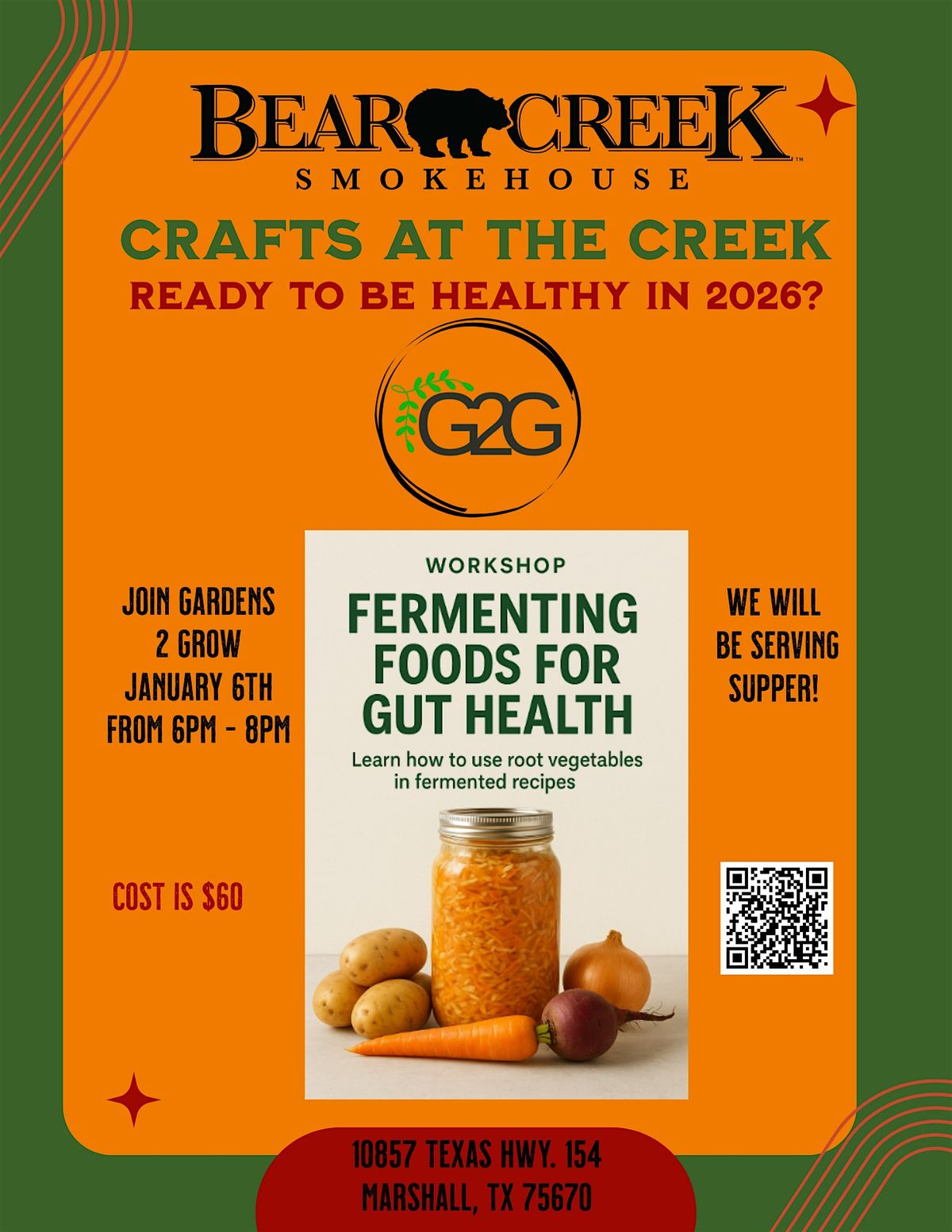 Crafts At The Creek - Fermenting Foods For Gut Health, 6 January | Event in Marshall | AllEvents