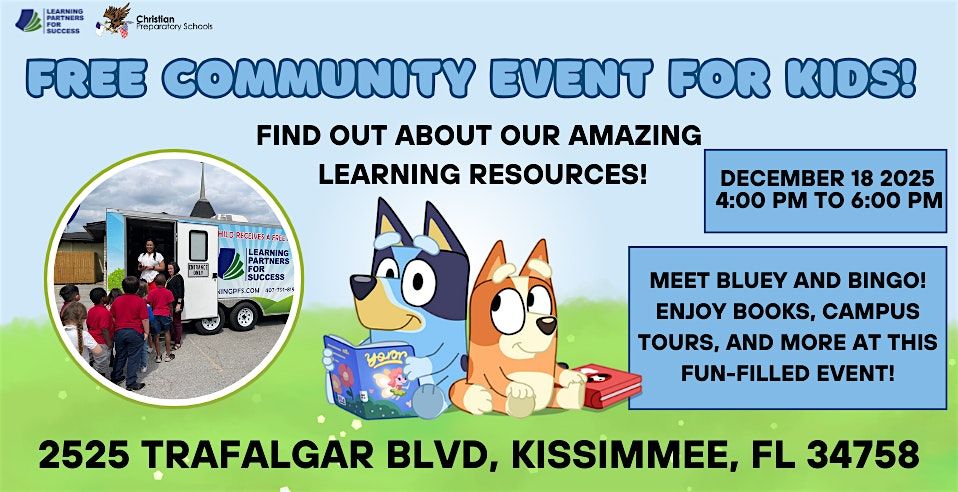 Free Community Day Event for Kids! Meet Bluey and Bingo LIVE, 18 December | Event in Kissimmee | AllEvents