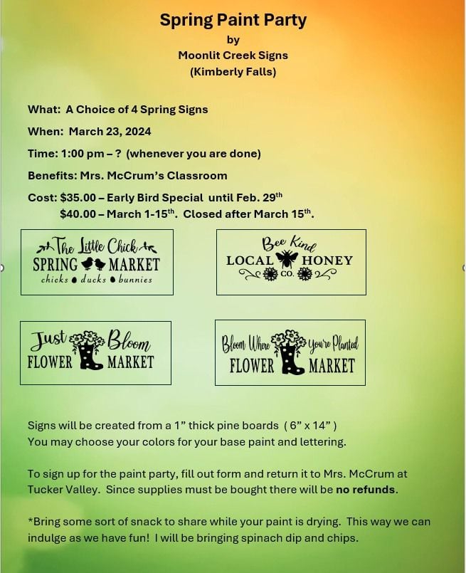 Spring Paint Party, Tucker County Schools, Parsons, March 23 2024 ...