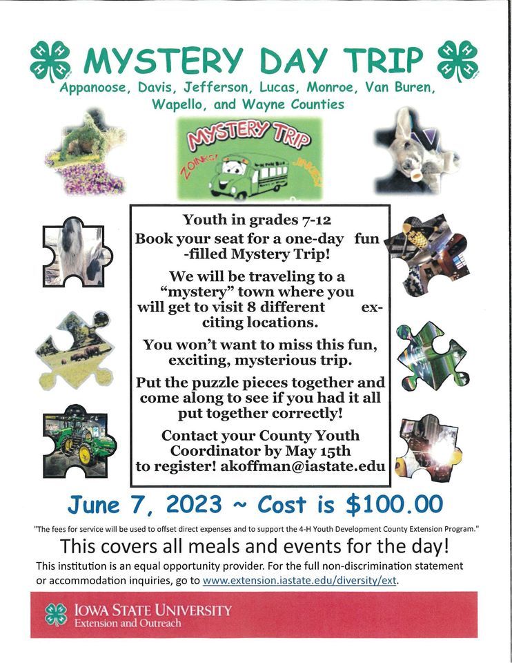 Mystery Day Trip, Iowa State University Extension & Outreach Monroe