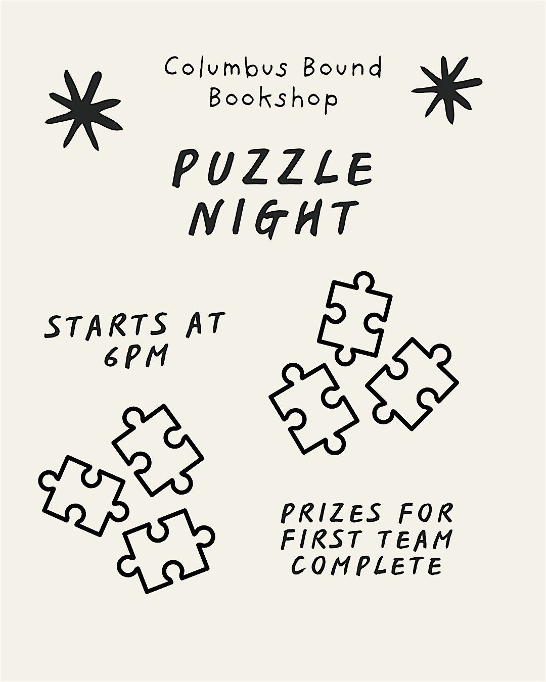 Jan Puzzle Night at Columbus Bound Bookshop, 15 January | Event in Columbus | AllEvents