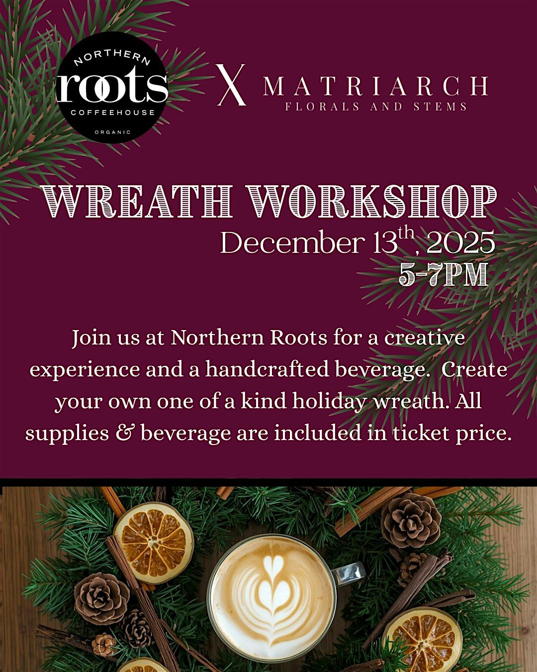 Wreath Workshop and Lattes, 13 December | Event in Greensboro | AllEvents