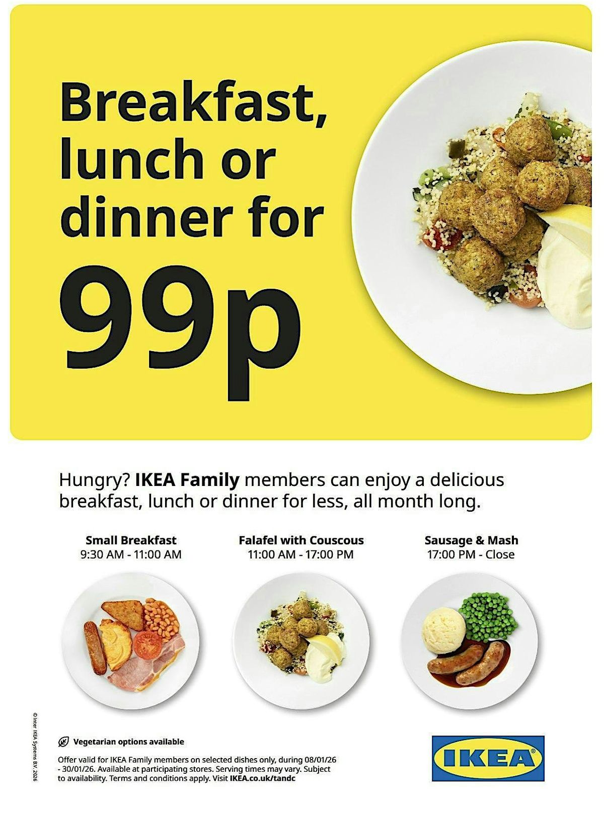 IKEA Breakfast, Lunch or Dinner for 99p!