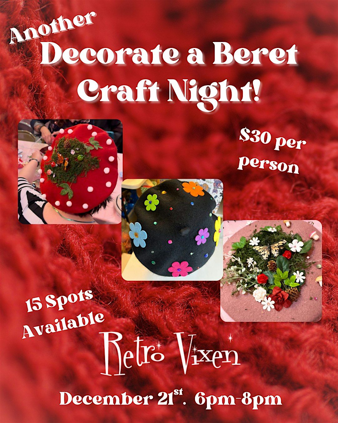 Another Craft Night At Retro Vixen: Decorate a beret!, 21 December | Event in Kansas City | AllEvents