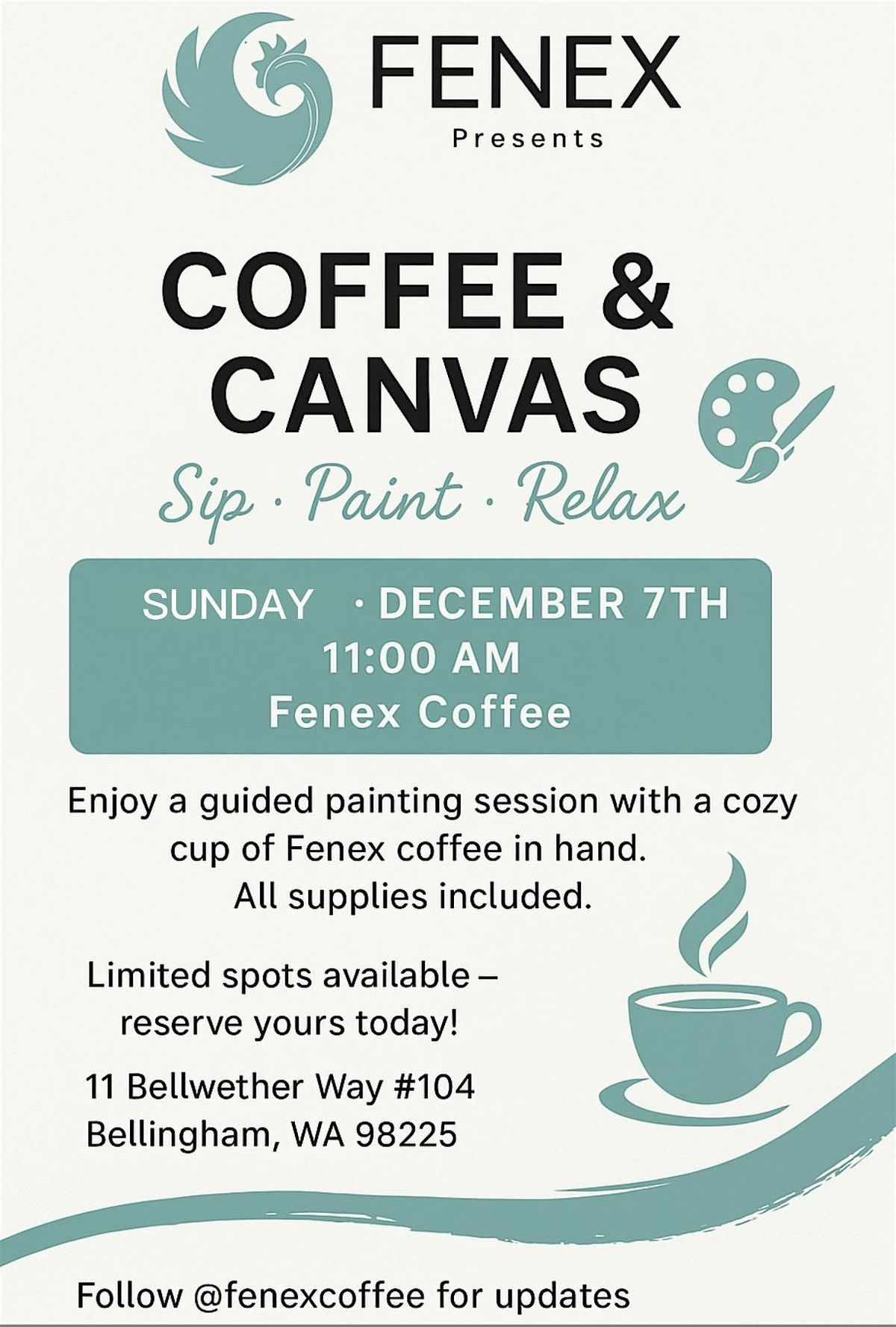 Coffee & Canvas, 7 December | Event in Bellingham | AllEvents
