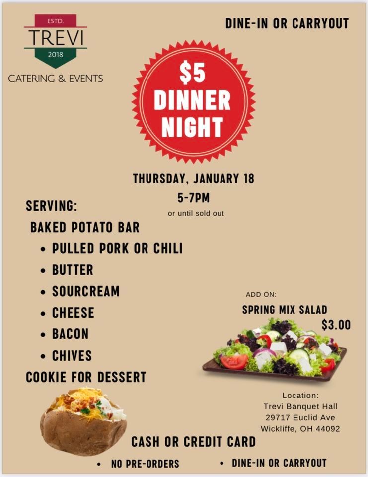 5 Baked Potato Bar, Trevi Catering & Events, Wickliffe, January 18