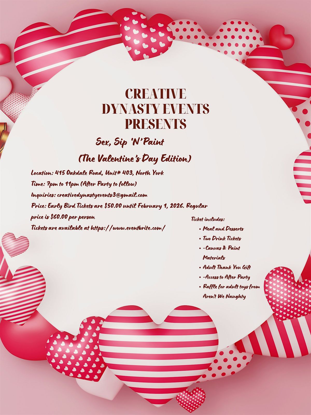 Creative Dynasty Events:  Sex, Sip 'N' Paint The Valentine Day Edition, 14 February | Event in Toronto | AllEvents