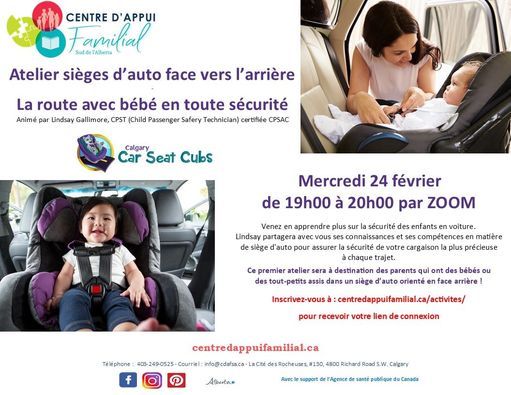 Atelier Sieges D Auto Face Vers L Arriere La Route Avec Bebe E Sur La Plateforme Zoom Airdrie February 24 21 Allevents In