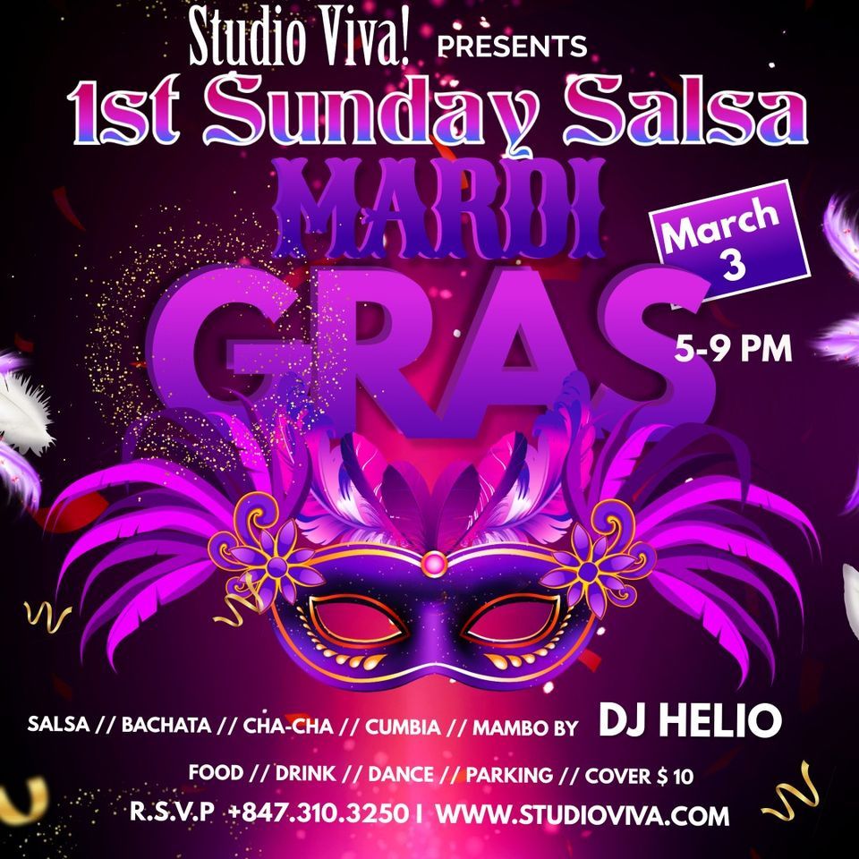 1st Sunday Salsa Social Mardi Gras, Bar Louie (Oakbrook Terrace
