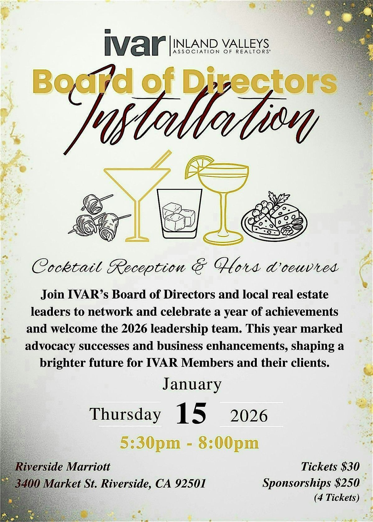 IVAR Director Installation, 15 January | Event in Riverside | AllEvents