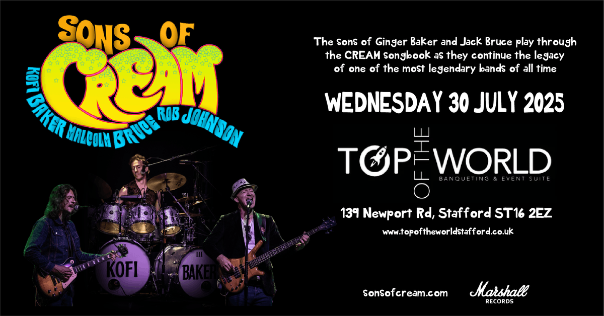 SONS OF CREAM, 30 July | Event in Stafford | AllEvents
