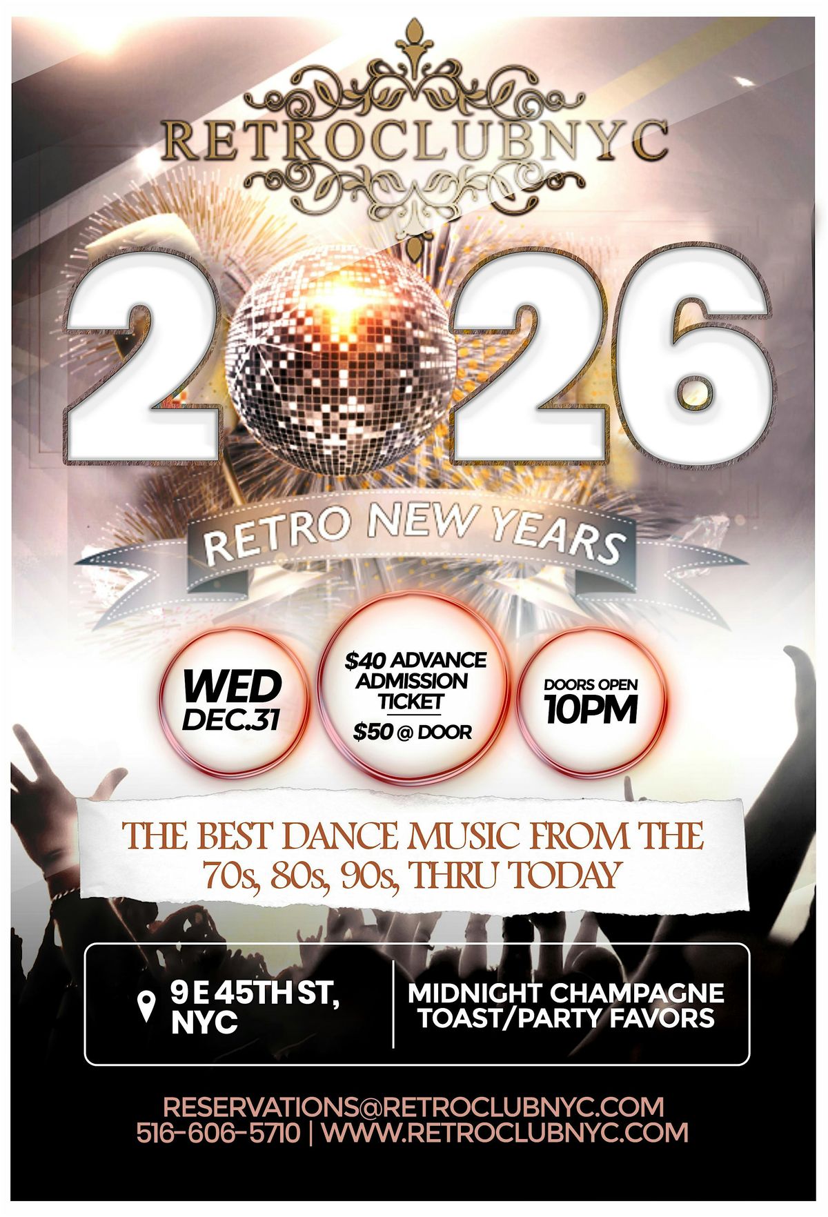 Retroclubnyc New Year's Eve Dance Party 2026 - 70s, 80s, 90s Dance Music, 31 December | Event in New York