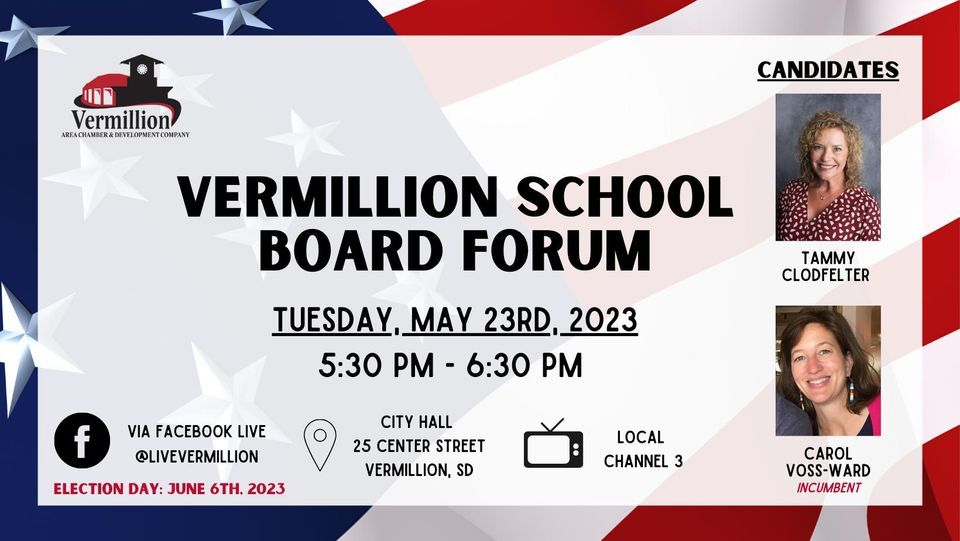 Vermillion School Board Forum, Vermillion City Hall, 23 May