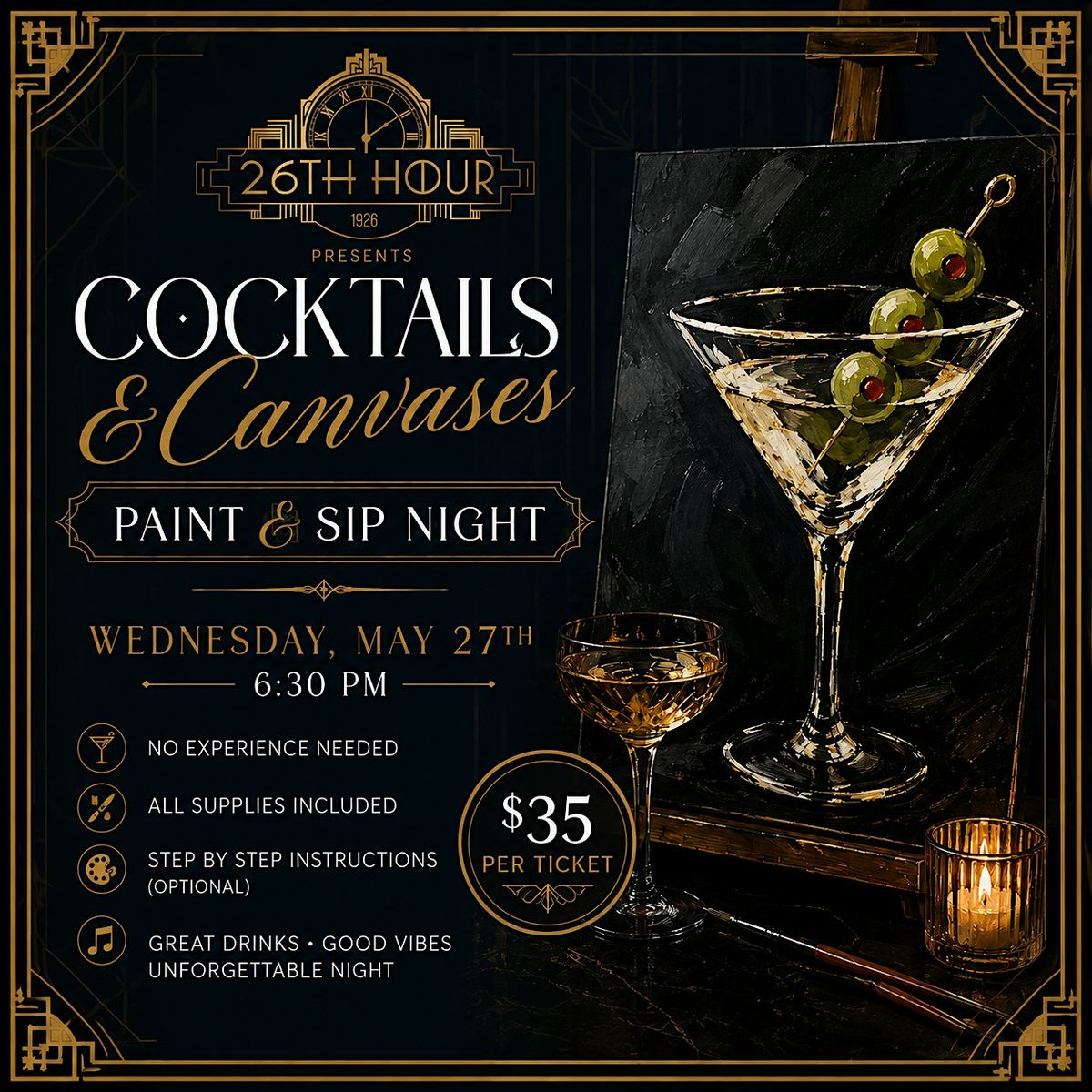 Paint and Sip at the 26th Hour Speakeasy