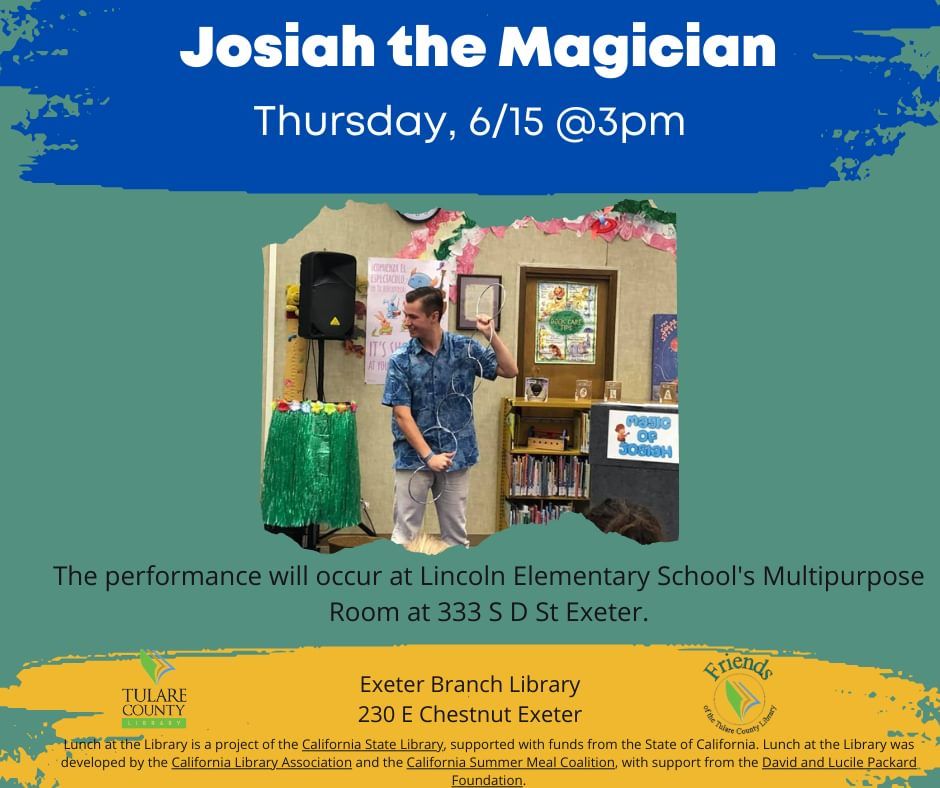 Josiah the Magician , Lincoln Elementary, Exeter, June 15 2023 AllEvents.in