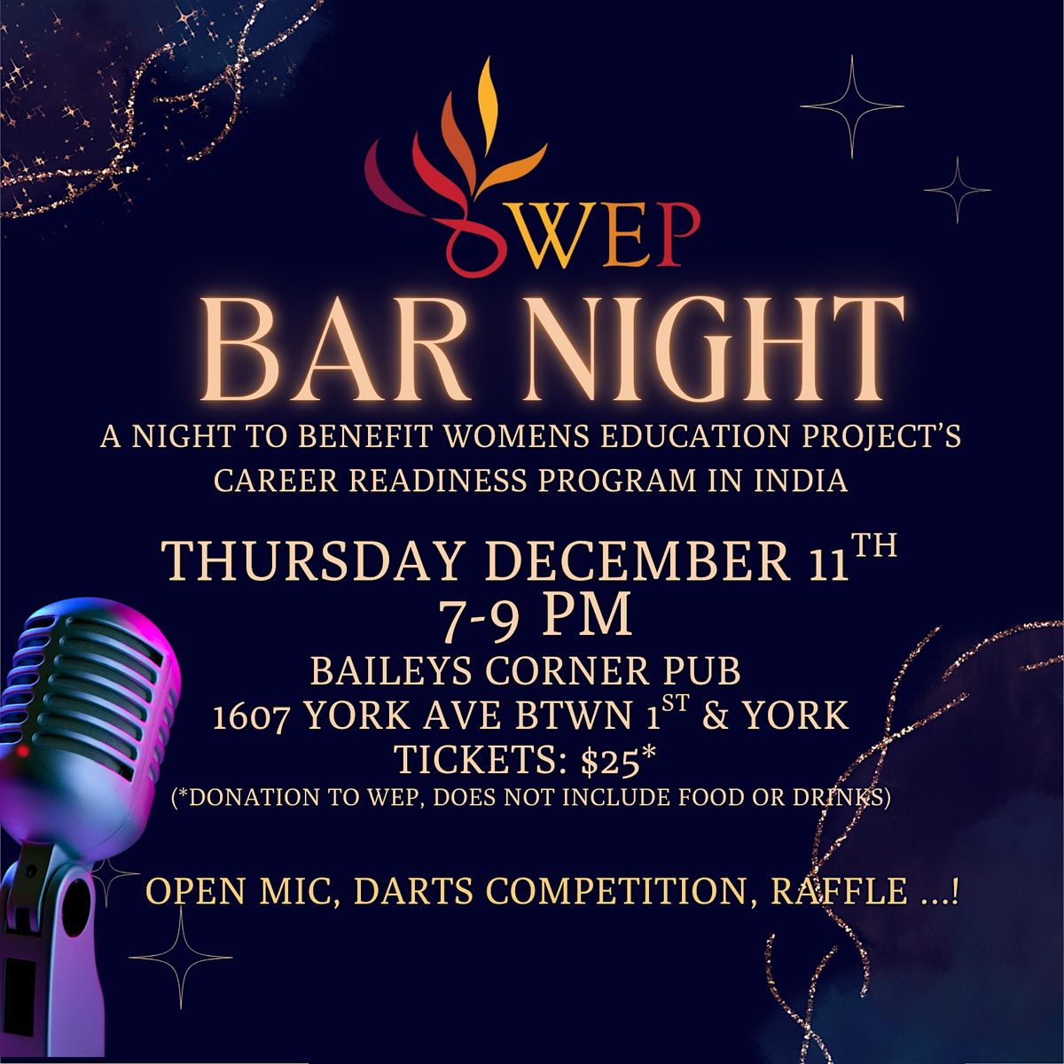 Bar Night with Women's Education Project!, 11 December | Event in New York | AllEvents