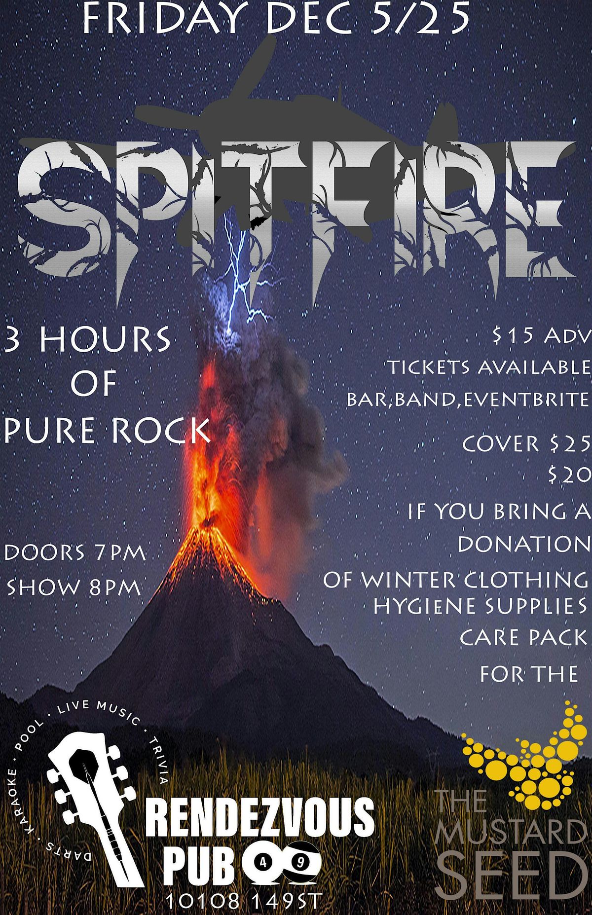 SpitFire A Night Of Pure Rock For The Mustard Seed, 5 December | Event in Edmonton | AllEvents