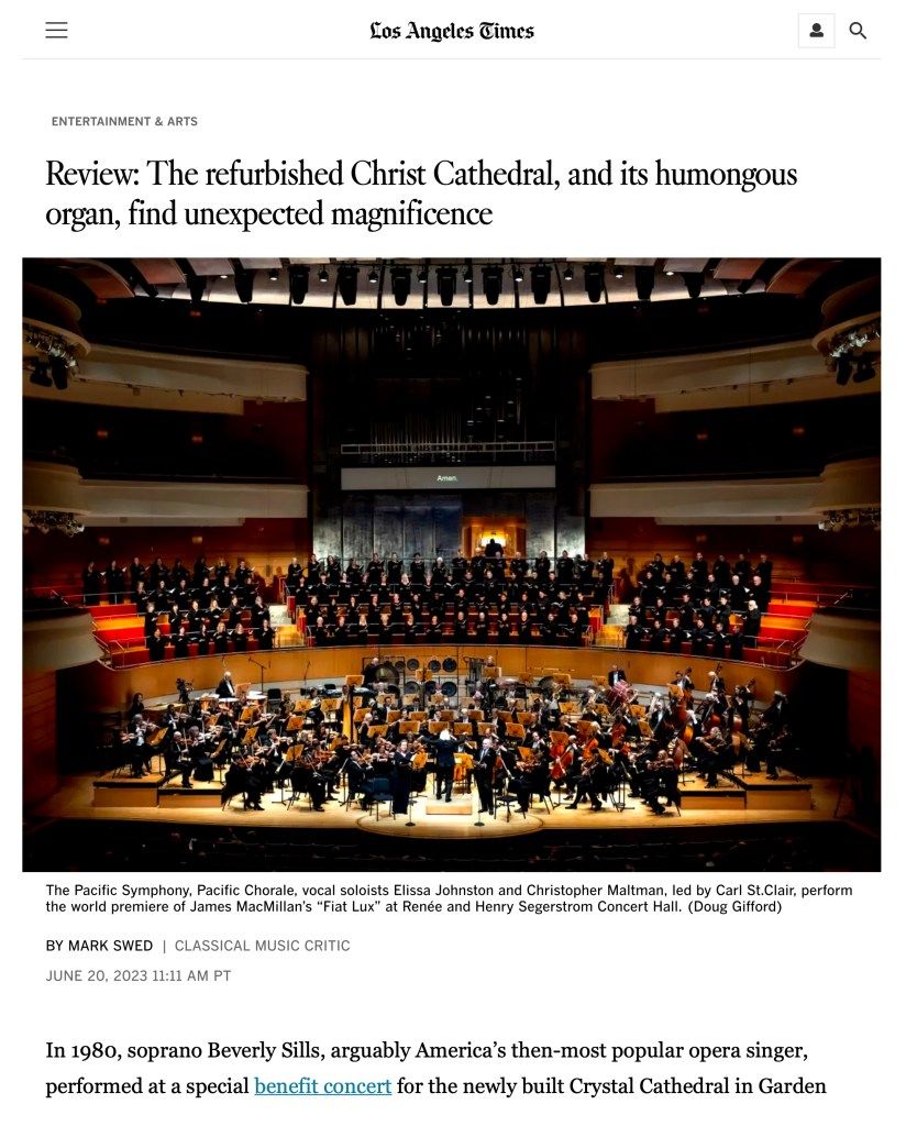 Pacific Symphony - Cathedrals of Sound at Segerstrom Center for the Arts - Renee and Henry Segerstrom Concert Hall, 15 May