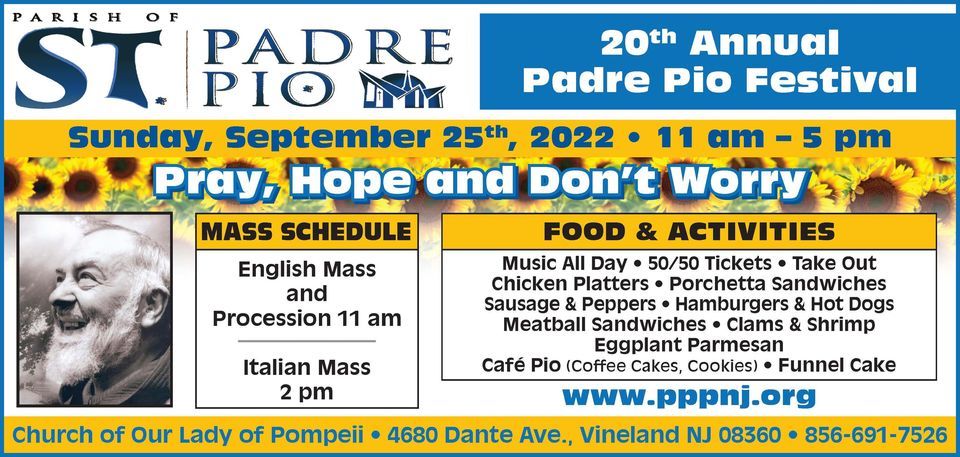 20th Annual St. Padre Pio Festival, Saint Padre Pio Parish, Vineland,  September 25 2022 | AllEvents.in
