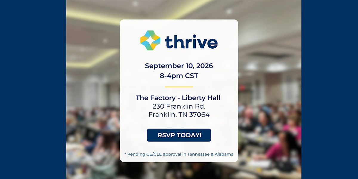 TN/AL THRIVE Seminar, 10 September | Event in Franklin | AllEvents
