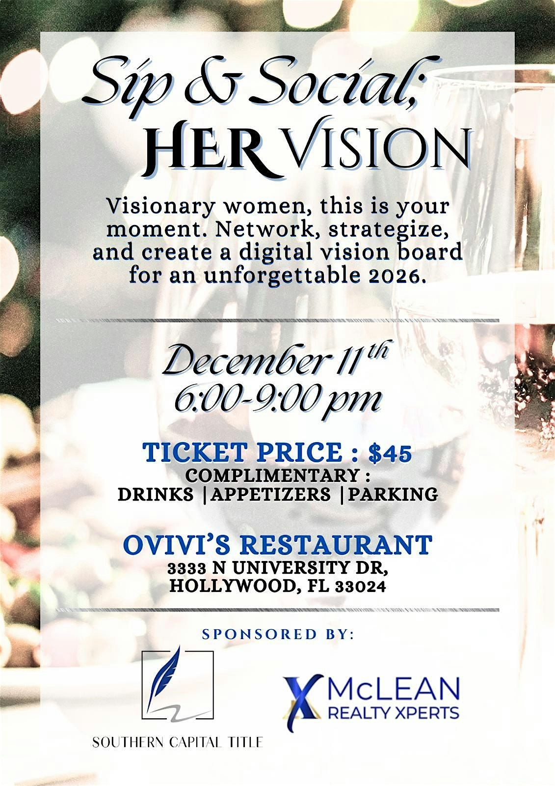 Sip & Social - HER VISION!, 11 December | Event in Hollywood | AllEvents