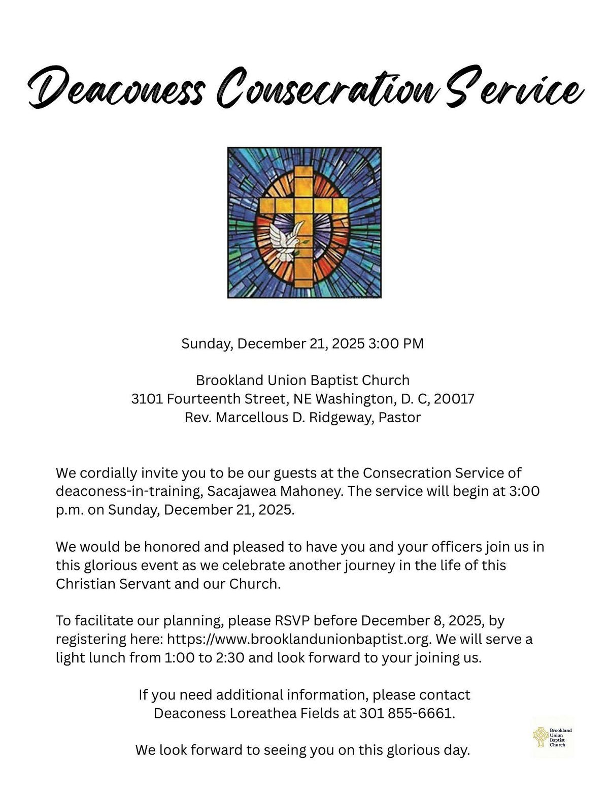 Deaconess Consecration Service, 21 December | Event in Washington | AllEvents
