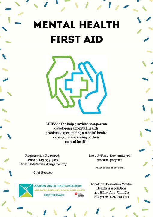 Mental Health First Aid Course, CMHA Kingston Branch, Gananoque